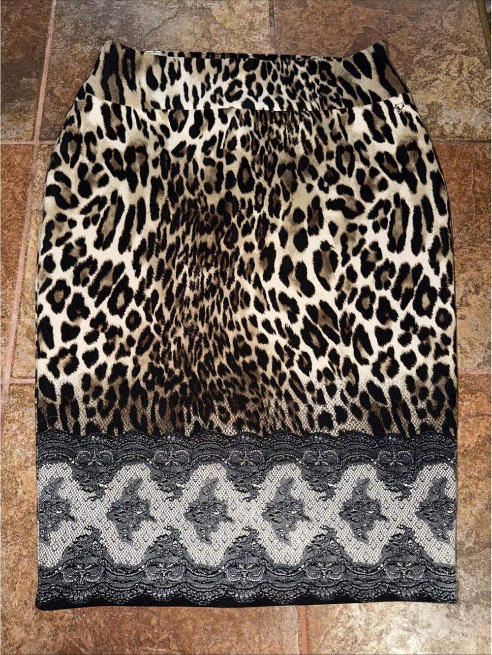Thalia Soda Womens Leopard Print Bodycon Fitted Stretchy Skirt Size Large